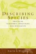 Describing Species Practical Taxonomic Procedures for Biologists cover