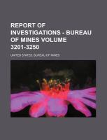 Report of Investigations - Bureau of Mines cover