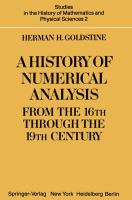 A History of Numerical Analysis from the 16th Through the 19th Century cover