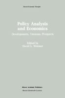 Policy Analysis and Economics Developments, Tensions, Prospects cover