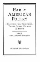 Early American Poetry Selections from Bradstreet, Taylor, Dwight, Freneau and Bryant cover