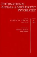 International Annals of Adolescent Psychiatry (volume1) cover