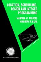 Location, Scheduling, Design and Interger Programming cover