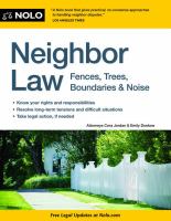 Neighbor Law : Fences, Trees, Boundaries and Noise cover