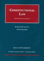 Sullivan and Gunther's Constitutional Law, 17th, 2012 Supplement cover
