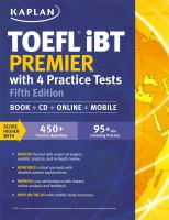 Kaplan TOEFL IBT Premier with 4 Practice Tests : Book + CD + Online + Mobile cover