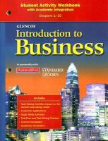 Introduction to Business Student Activity Workbook, Chapters 1-35 cover