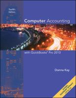 Computer Accounting With Quickbooks Pro 2010 cover