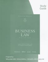 Study Guide for Clarkson/Jentz/Cross/Millers Business Law: Text and Cases, 11th cover