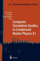 Computer Simulation Studies in Condensed-Matter Physics XI : Proceedings of the Eleventh Workshop Athens, GA, USA, February 22-27 1998 cover