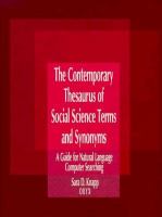 The Contemporary Thesaurus of Social Science Terms and Synonyms: A Guide for Natural Language Computer Searching cover