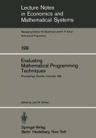 Evaluating Mathematical Programming Techniques cover