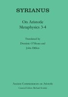 Syrianus On Aristotle Metaphysics 3-4 cover