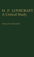 H.P. Lovecraft, a Critical Study cover