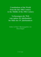 Constitutions of the World from the late 18th Century to the Middle of the 19th Century: Europe: Vol. 3: German Constitutional Documents 1806-1849: Pa cover