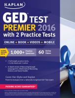 Kaplan GED Test Premier 2016 with 2 Practice Tests : Book + Online + Videos + Mobile cover