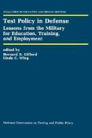 Test Policy in Defense Lessons from the Military for Education, Training, and Employment cover