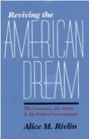 Reviving the American Dream The Economy, the States & the Federal Government cover