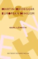 Martin Heidegger and European Nihilism cover