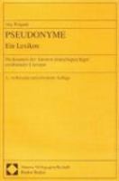 Pseudonyme Ein Lexikon  Decknamen Der Autoren Deutschsprachiger Erzahlender Literatur cover