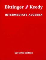 Intermediate Algebra Seventh Edition Hardbound Version cover