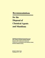 Recommendations for the Disposal of Chemical Agents and Munitions cover