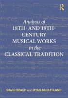 Analysis of 18th- and 19th-Century Musical Works in the Classical Tradition cover