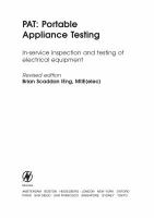 PAT- Portable Appliance Testing- In-Service Inspection and Testing of Electrical Equipment - Revised edition cover