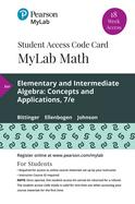 MyLab Math with Pearson eText Access Code for Elementary and Intermediate Algebra: Concepts and Applications cover