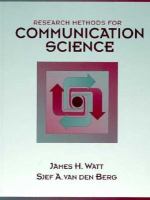 Research Methods for Communication Science cover