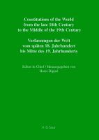 Constitutions of the World from the Late 18th Century to the Middle of the 19th Century Hesse-kassel-mecklenburg-strelitz (volume3) cover