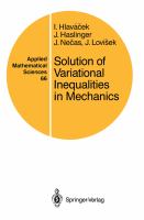 Solution of Variational Inequalities in Mechanics cover