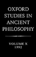 Oxford Studies in Ancient Philosophy 1992 (volume10) cover