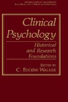 Clinical Psychology Historical and Research Foundations cover
