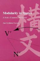 Modularity in Syntax: A Study of Japanese and English cover