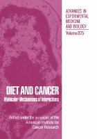 Diet and Cancer Molecular Mechanisms of Interactions cover