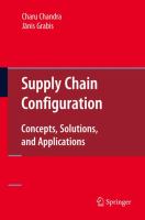 Supply Chain Configuration : Concepts, Solutions, and Applications cover