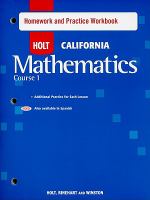 Holt California Mathematics, Course 1 Homework and Practice Workbook cover