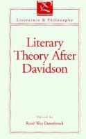Literary Theory After Davidson cover