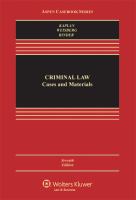 CRIMINAL LAW:CASES+MATERIALS cover