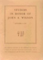 Studies in Honor of John A. Wilson cover