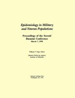Epidemiology in Military and Veteran Populations Proceedings of the Second Biennial Conference, March 7, 1990 cover