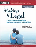 Making it Legal : A Guide to Same-Sex Marriage, Domestic Partnerships and Civil Unions cover