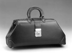 Physician Style Leather Bag, Smooth Grain, Black, Small 12x5x7 cover