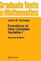 Graduate Texts in Mathematics Series: Functions of One Complex Variable I cover