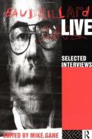 Baudrillard Live: Selected Interviews cover