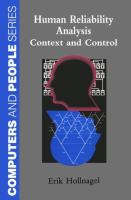 Human Reliability Analysis: Context and Control cover