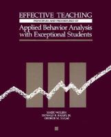 Effective Teaching Principles and Procedures of Applied Behavior Analysis With Exceptional Students cover