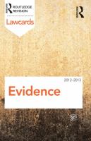 Evidence Lawcards 2012-2013 cover