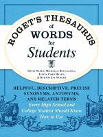 Roget's Thesaurus of Words for Students : Helpful, Descriptive, Precise Synonyms, Antonyms, and Related Terms Every High School and College Student Sh cover